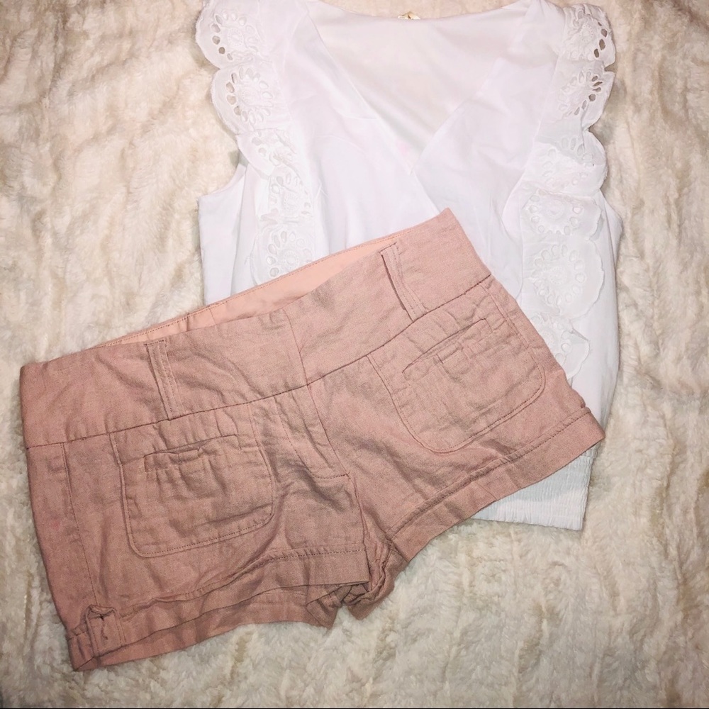 Dusty Pink Linen Blend Shorts Size 6